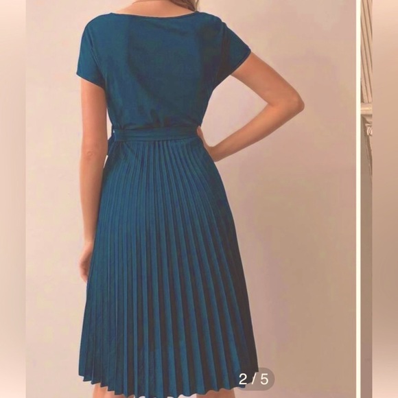 Clasi Pleated Hem Self Belted Dress - Picture 3 of 5